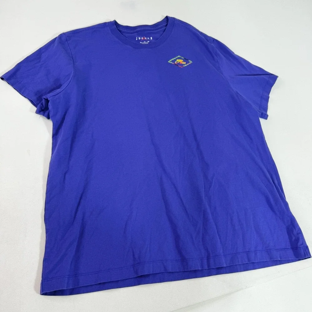 Jordan Jumpman Nike Shirt Mens 2XL Blue Barbed Wire Logo Graphic T-Shirt
